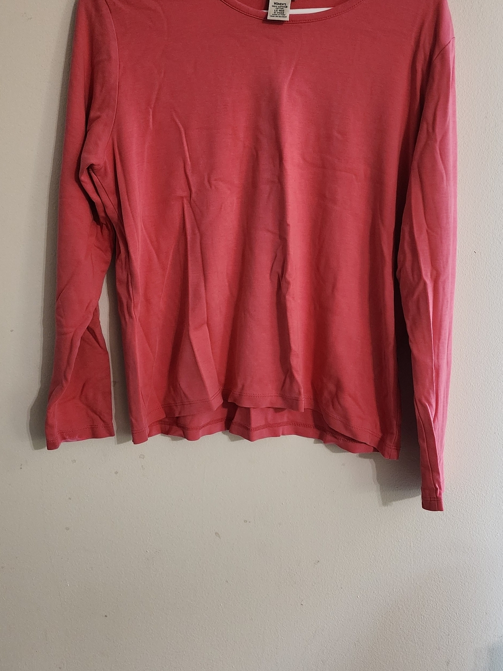 L.L. Bean Pink Supima Cotton Long Sleeve Crewneck Top Size L